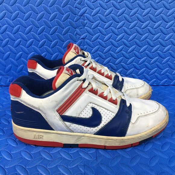 Vintage NIKE AIR FORCE 2 Dunks Low White Red Blue 2003 305602-143 Mens Size 13 - Picture 1 of 13